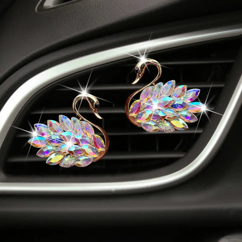 Exquisite Rhinestone Swan Car Air Freshener Clip