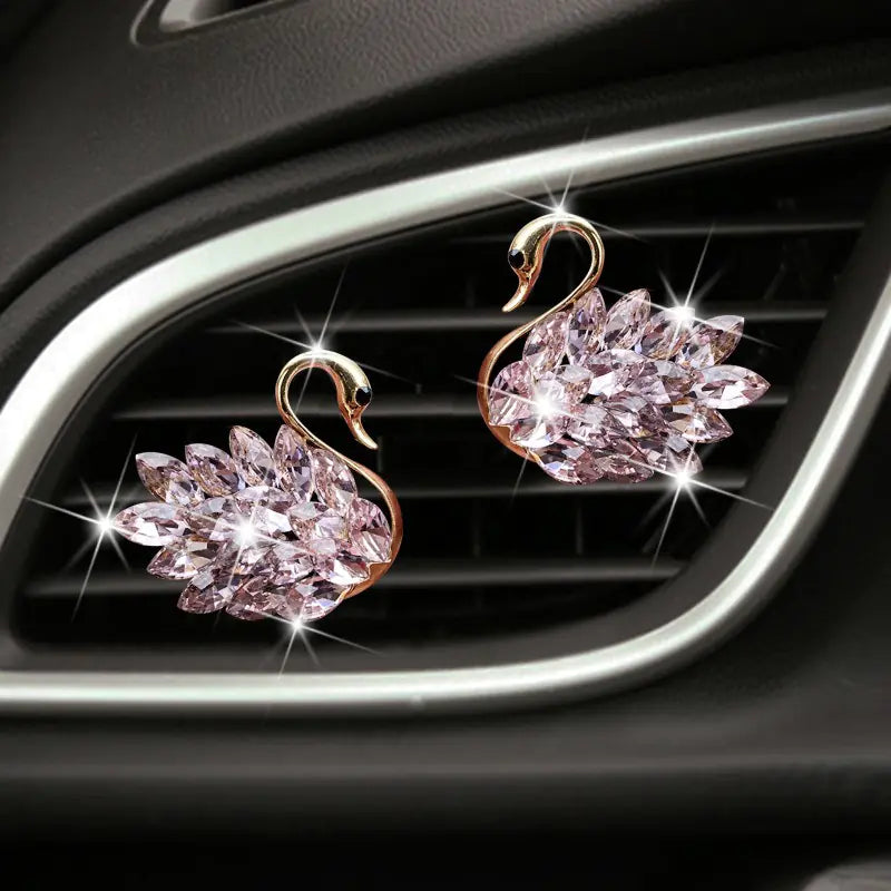 Exquisite Rhinestone Swan Car Air Freshener Clip