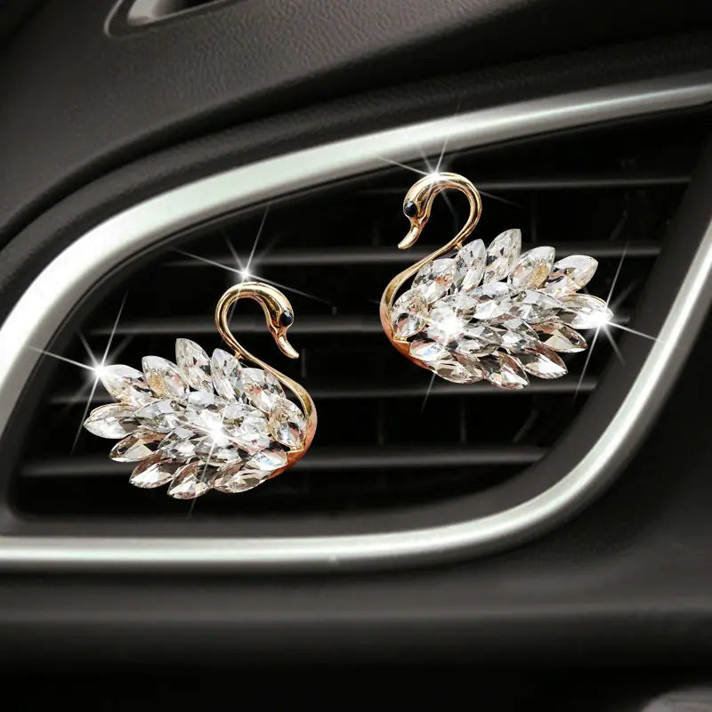Exquisite Rhinestone Swan Car Air Freshener Clip
