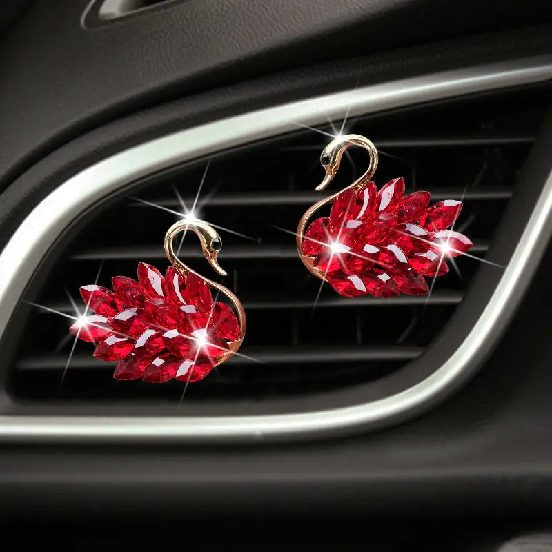 Exquisite Rhinestone Swan Car Air Freshener Clip
