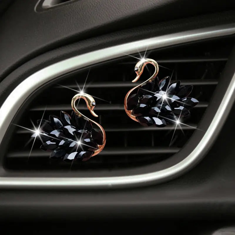 Exquisite Rhinestone Swan Car Air Freshener Clip