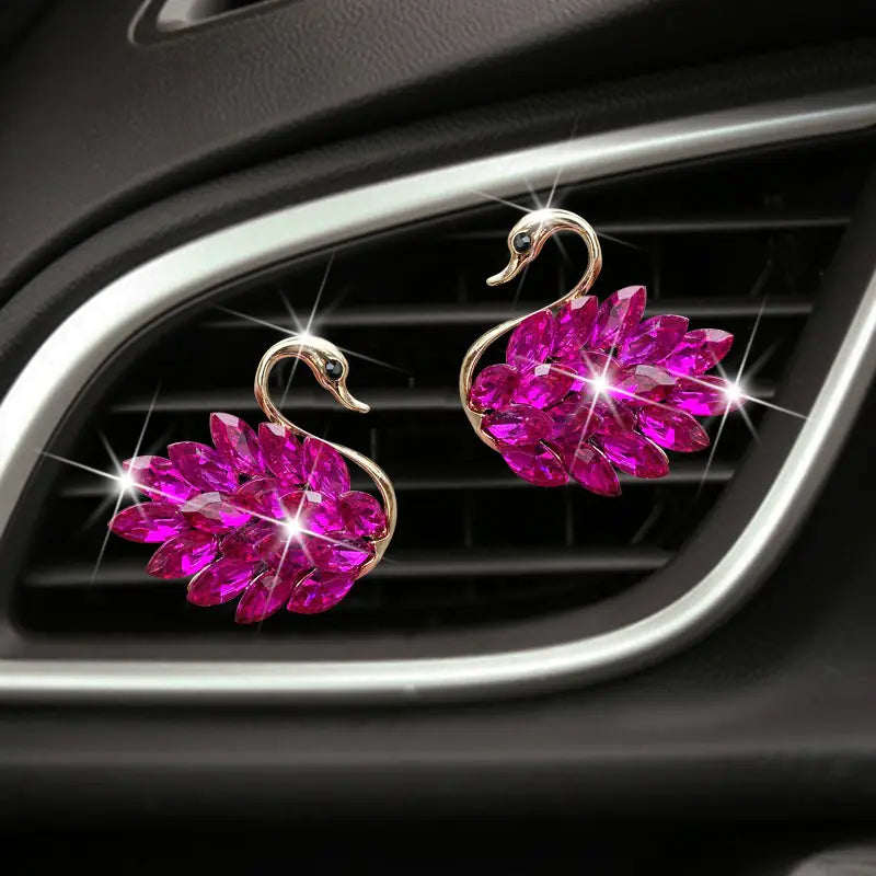 Exquisite Rhinestone Swan Car Air Freshener Clip